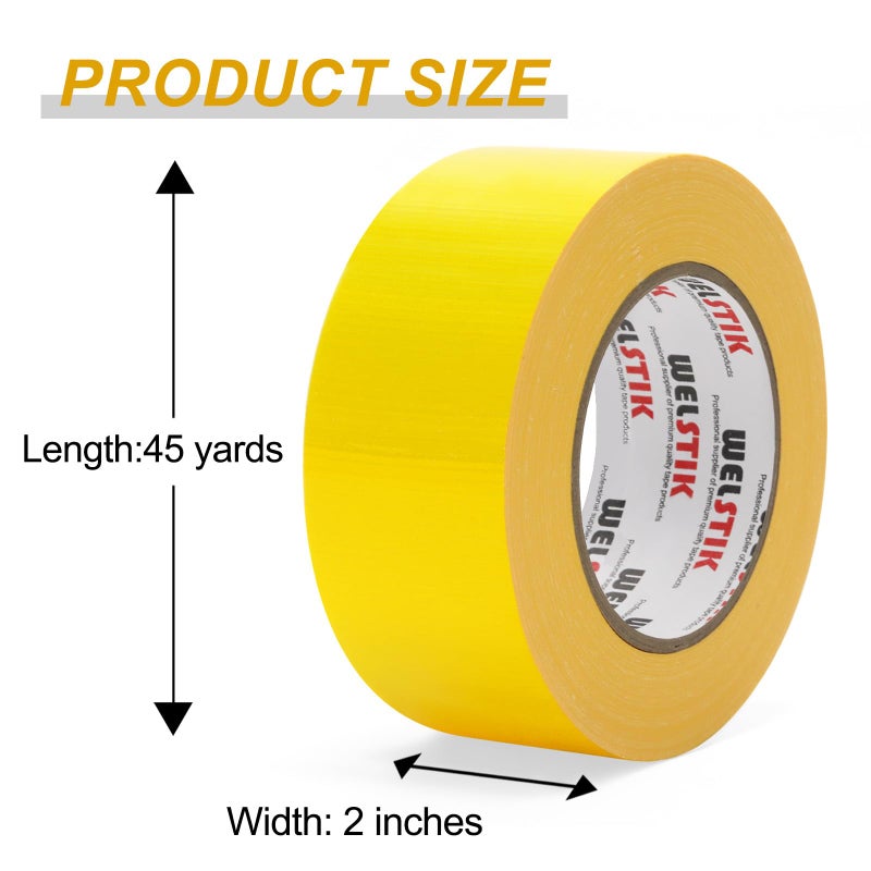 WELSTIK Professional Grade Yellow Duct Tape, Waterproof Duct Cloth Fabric,Duct Tape for Repairs, DIY, Crafts, Indoor Outdoor Use,2 Inch X 45 Yards - Image 2